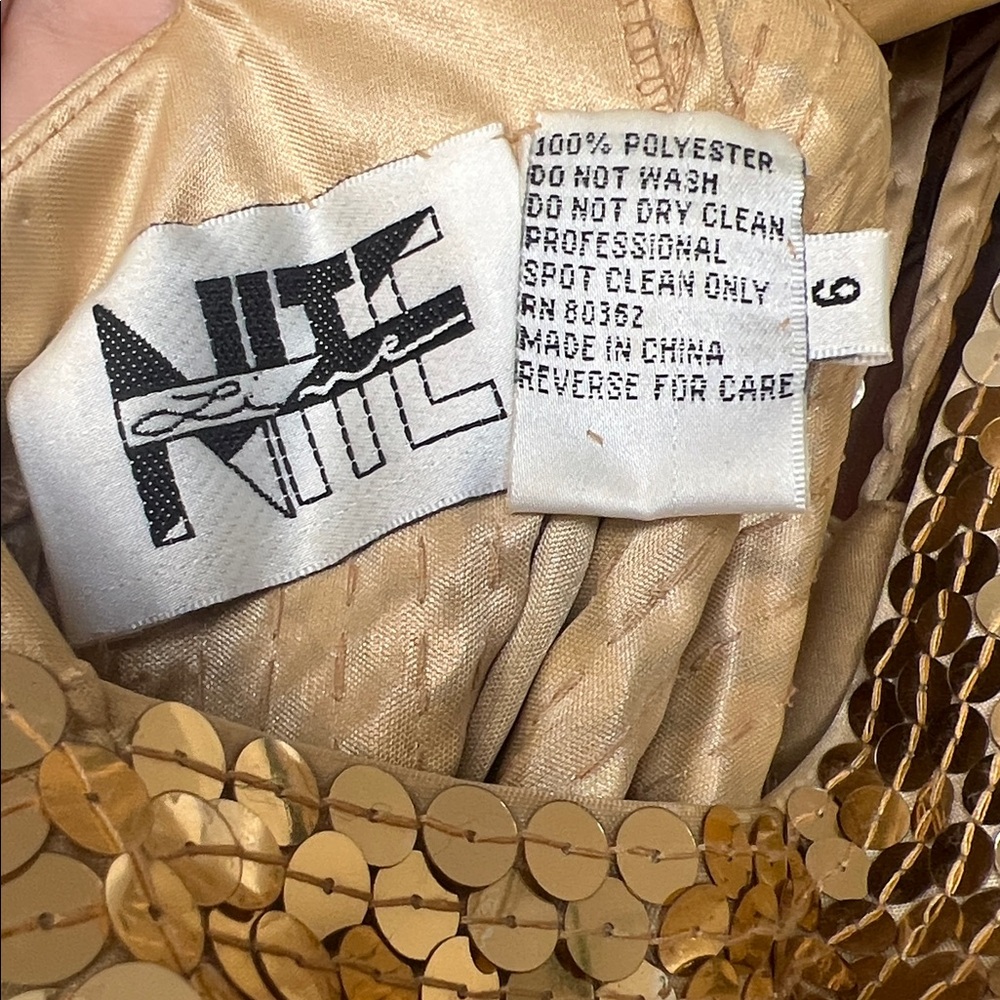VTG Niteline gold sequined dress size 6 - Picture 3 of 5
